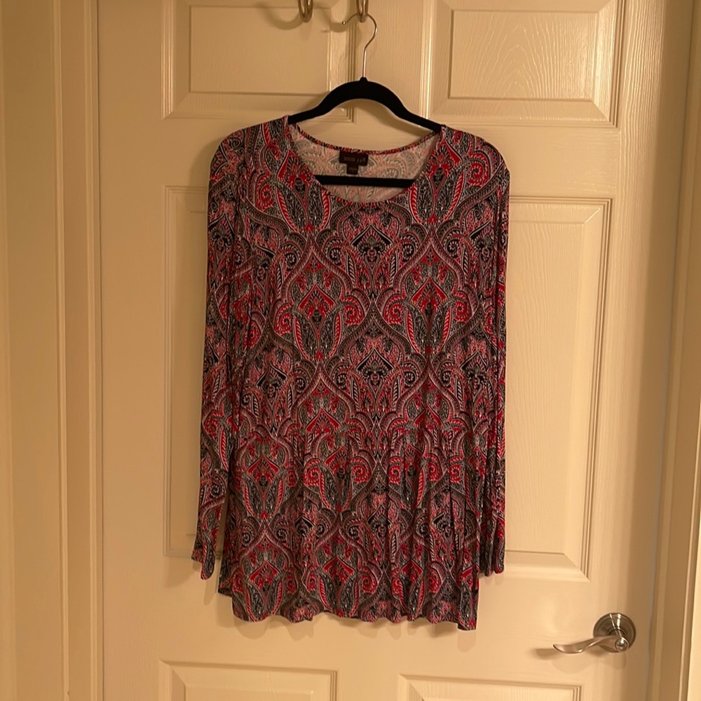 J. Jill Red and Blue Patterned Top
